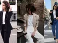 Eleganckie stylizacje z marynarką i prostą koszulką pod spodem. Idealne do pracy i na co dzień.
